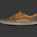 Casual Shoes With Brown Upper Orange Laces And White Rubber Soles