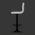 Modern White Striped Bar Stool With Backrest And Metal Base Design 3d model