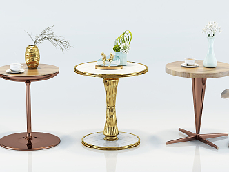 Modern Round Table Fashion Simple Coffee Table Side Table Vase Decorations Combination 3d model