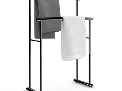 Modern Bathroom Cabinet Rack With Sleek Metal Frame For Towel Hanging And Storage 3d model