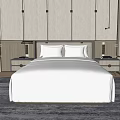 Modern Double Bed With Gray Headboard And Side Nightstands With Table Lamps 3d model