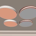 Four Round Ceiling Lights With White Illumination On Gray Background 3d model