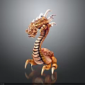 3D Mythical Dragon Creature Model With Orange Pink Body Sharp Horns And Claws 3d model