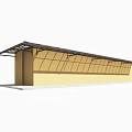 Yellow Awning With Black Metal Frame Long Structure Design