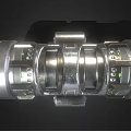 Futuristic Mechanical Device With Silver Metallic Structure And Green Glowing Accents