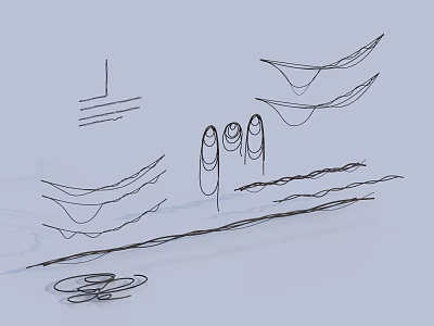 Abstract Hand Drawn Sketch With Various Curved Lines And Wavy Patterns 3d model