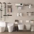 Various Toilet Types With Wall Mounted And Floor Standing Designs And Bathroom Accessories
