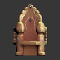 Classic Ornate Armchair With Carved Details Top Gemstone And Warm Brown Yellow Hue