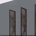 Modern Wooden Hinged Doors With Leaf Carved Patterns For Interior Design 3d model