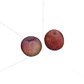 Two Fresh Ripe Red Pink Apples with Yellow Spots on Black Background