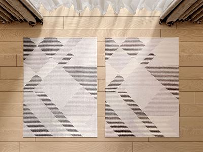 Modern Square Carpet Geometric Stripe Fabric Carpet 3d model