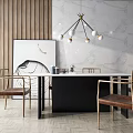 Nordic Dining Table and Chair Combination 3d model