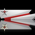 Stylish Front Desk Reception Design With Silver Red Geometric Shapes Star Accent And Reflective Surface