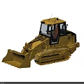 Yellow Crawler Functional Vehicle With Front Bucket And Operator Cabin 3d model