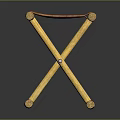 Handcrafted Wooden Folding Stool With Woven Seat And Cross Leg Structure