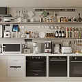 Organized Modern Kitchen Featuring Shelves Ovens Kitchen Appliances And Storage Jars