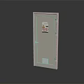 Industrial Metal Door With Warning Sign And Transparent Safety Panel
