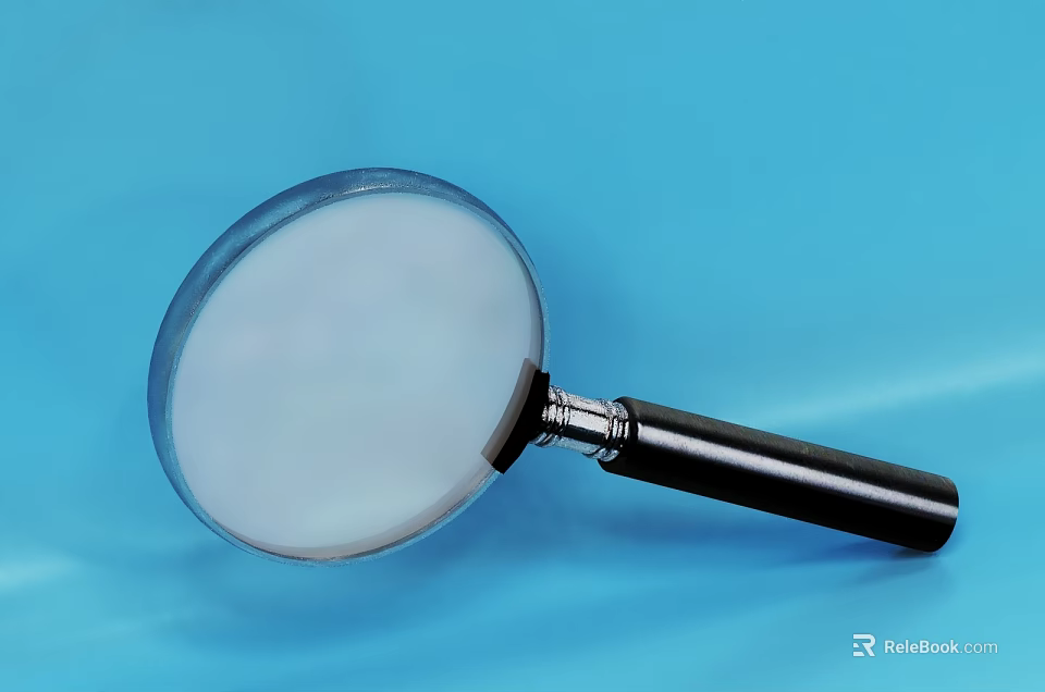 Handheld Magnifying Glass With Clear Lens And Ergonomic Black Handle 3d model 