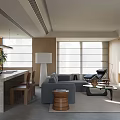 Modern Warm Open Dining And Living Room Interior With Natural Wood Accents And Cozy Furniture
