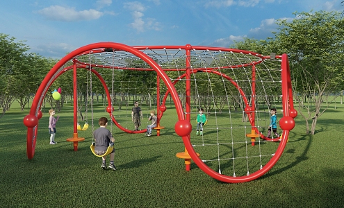 Modern rope net climbing children's play 3d model