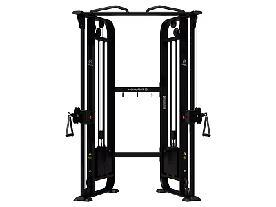 Black Multifunctional Fitness Training Equipment With Dual Cable Pulleys And Adjustable Handles 3d model
