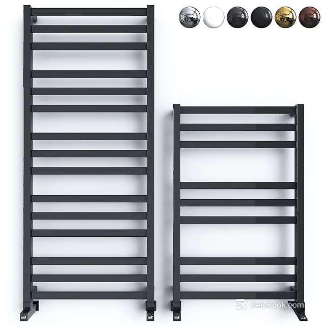Two Stylish Black Bathroom Accessories Towel Racks Modern Design For Home 3d model 