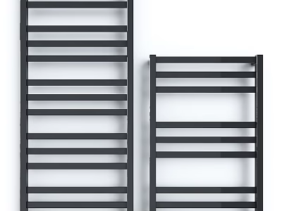 Two Stylish Black Bathroom Accessories Towel Racks Modern Design For Home 3d model