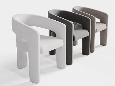 Modern Lounge Chairs With Curved Armrests In White Dark Grey And Light Grey Tones 3d model