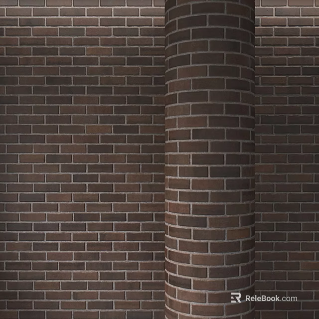 Brick Structure Component With Column And Brown Wall Texture Design 3d model 