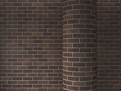 Brick Structure Component With Column And Brown Wall Texture Design 3d model