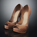 Fashionable Brown Peep Toe High Heels With Cutout Pattern And Elegant Design