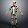 Game And Movie Character In Military Style Uniform With Naval Cap Medals And Knee Pads