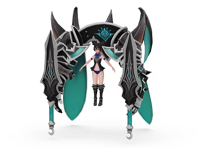 Game Movie Female Character Featuring Black Blue Large Decorative Structures Bikini Outfit And Long Boots 3d model