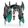 Game Movie Female Character Featuring Black Blue Large Decorative Structures Bikini Outfit And Long Boots