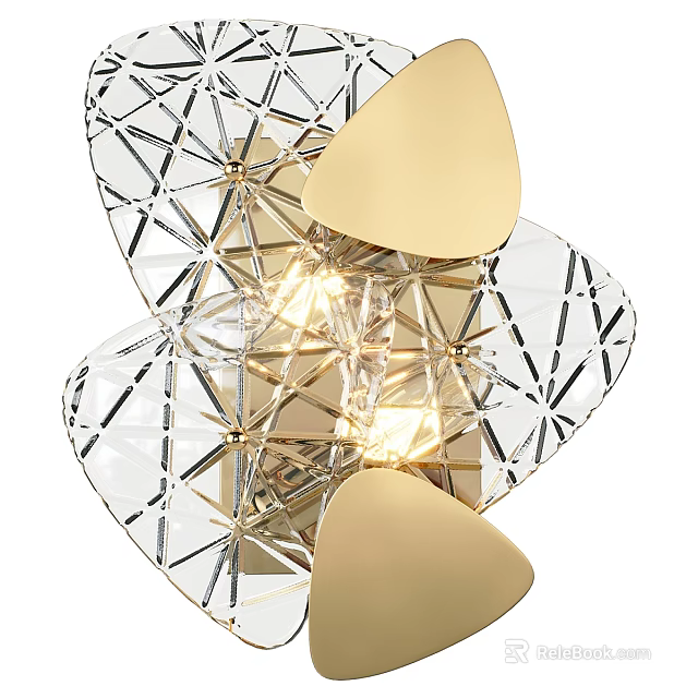 Modern Illuminated Wall Light With Transparent Geometric Design And Gold Accents 3d model 