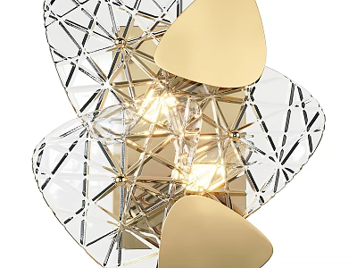 Modern Illuminated Wall Light With Transparent Geometric Design And Gold Accents 3d model
