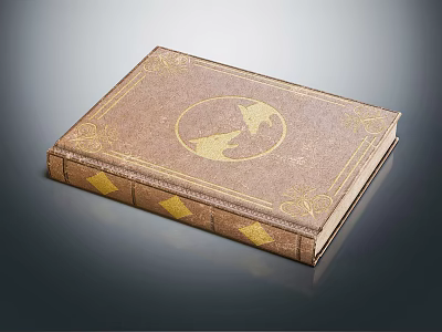 Vintage Hardcover Book with Brown Cover Gold Decorations Circular Emblem and Elegant Design 3d model