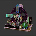Vintage Headphone Speaker System With Mechanical Design Wooden Base And Retro Metal Components