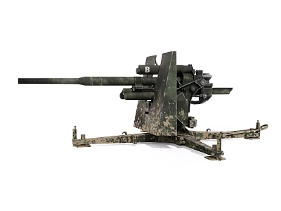 Military Camouflage Heavy Weapon Artillery With Support Structure And Design Details 3d model