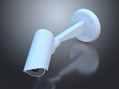 White Projection Monitoring Camera With Wall Mount Design For Outdoor Security 3d model