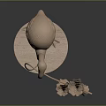 Bronze Train Sculpture With Small Butterfly Decoration On Circular Base Dark Background