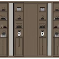 Traditional Wooden Decorative Cabinet With Multiple Compartments Drawers Tea Sets And Vases