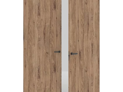 Modern Wooden Hinged Doors With Natural Wood Grain And Metal Handles 3d model