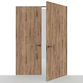 Modern Wooden Hinged Doors With Natural Wood Grain And Metal Handles