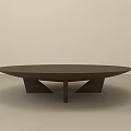 Round Dark Brown Coffee Table With Modern Minimalist Design And Unique Geometric Base 3d model