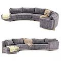 Curved Sofa Fabric Multi-Person Sofa Curved Sofa Pillow Turri 3d model