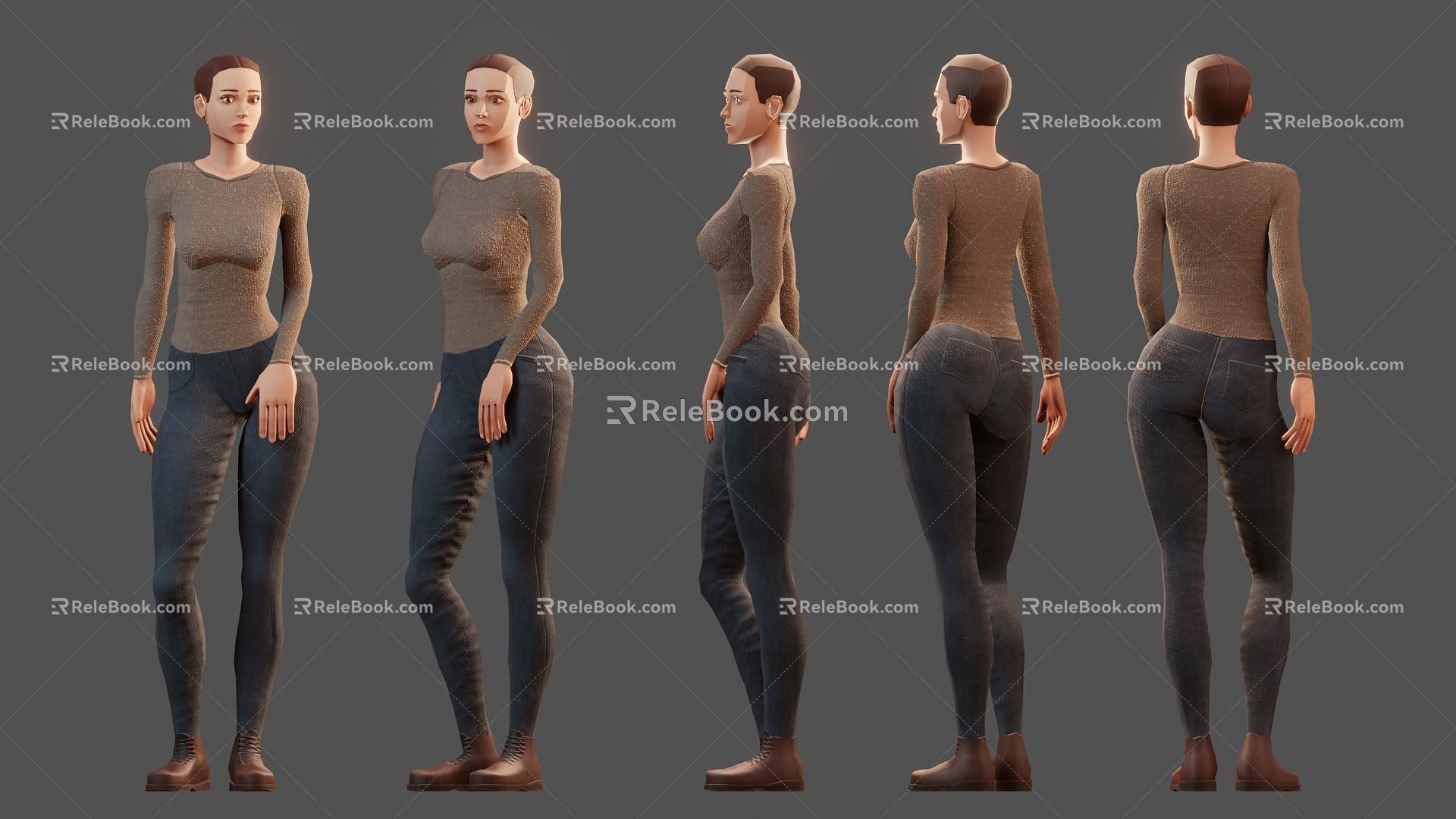 Cartoon Woman Animated Film Cartoon Cute Woman Girl Sexy Short Hair Clothes Pants Shoes 3d model