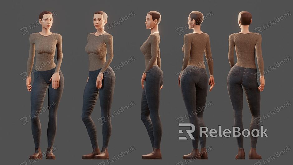 Cartoon Woman Animated Film Cartoon Cute Woman Girl Sexy Short Hair Clothes Pants Shoes model