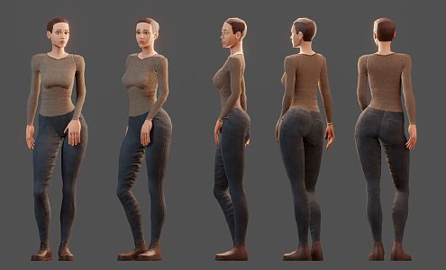 Cartoon Woman Animated Film Cartoon Cute Woman Girl Sexy Short Hair Clothes Pants Shoes 3d model