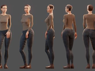 Cartoon Woman Animated Film Cartoon Cute Woman Girl Sexy Short Hair Clothes Pants Shoes 3d model